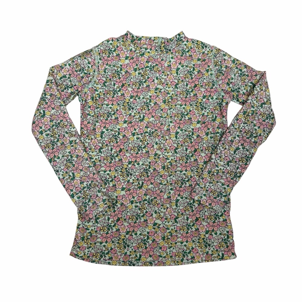 Shade Critters Kids Rashguard Long Sleeve Swim Top 6T Green & Pink Floral EUC